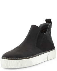 Lanvin Leather High Top Slip On Sneaker Black