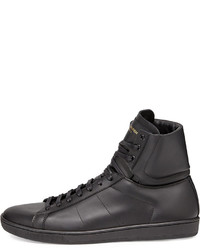 Saint Laurent Leather High Top Sneaker Black