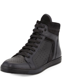 Kenneth Cole Leather High Top Sneaker Blacknavy