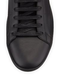 Saint Laurent Leather High Top Sneakers Black
