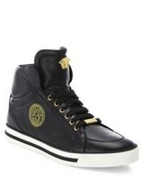 Versace Leather High Top Sneakers