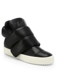 Giuseppe Zanotti Leather Puffy Strap High Top Sneakers