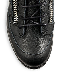 Giuseppe Zanotti Leather Ridged Sole High Top Sneakers