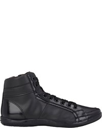 Prada Leather Side Zip Sneakers Black
