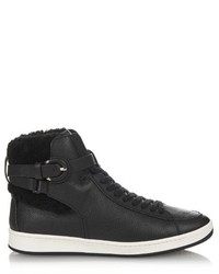 Burberry London Leather And Shearling High Top Trainers