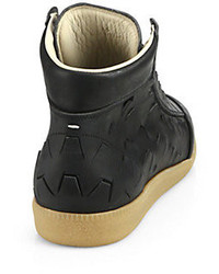 Maison Margiela Pierced Leather High Top Sneakers