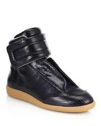 Maison Margiela Snake Embossed Leather Future High Top Sneakers