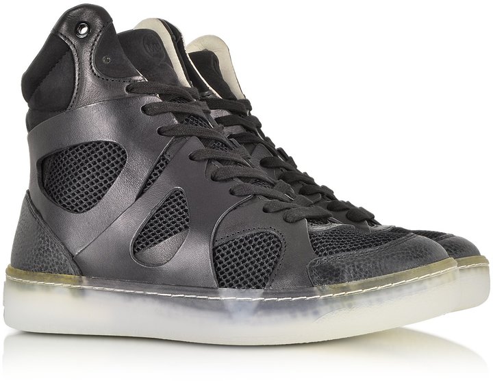 black leather high top pumas