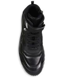Prada Nappa Leather High Top Sneakers