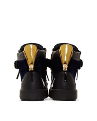 Giuseppe Zanotti Navy Velvet May London High Top Sneakers