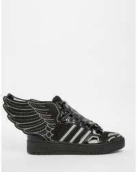 adidas Originals By Jeremy Scott Black 20 Mesh Wing High Top Sneakers