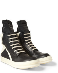 Rick Owens Panelled Leather High Top Sneakers