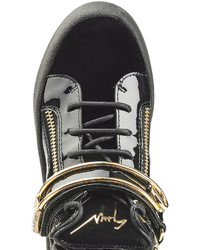 Giuseppe Zanotti Patent Leather High Top Sneakers With Velvet