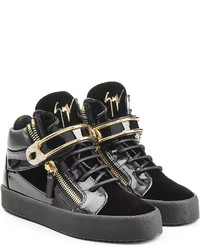 Giuseppe Zanotti Patent Leather High Top Sneakers With Velvet