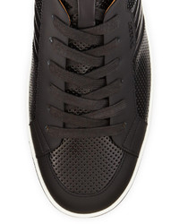 Bally Perforated Leather High Top Sneaker Black