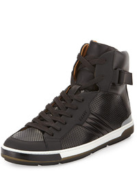 Bally Perforated Leather High Top Sneaker Black