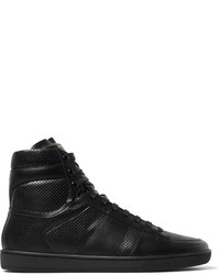 Saint Laurent Perforated Leather High Top Sneakers