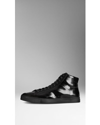 Burberry Polished Leather High Top Trainers