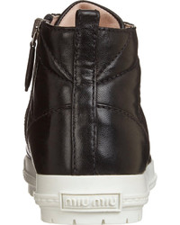 Miu Miu Quilted Leather Cap Toe High Top Sneakers