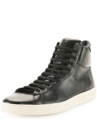 Tom Ford Russel Leather High Top Sneaker Black, $1,090 | Neiman Marcus |  Lookastic