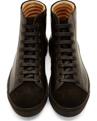 Damir Doma Silent By Black Leather Suede High Top Sneakers