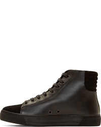 Damir Doma Silent By Black Leather Suede High Top Sneakers