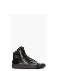 Silent By Damir Doma Black Leather Angled Throat High Top Sneakers