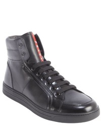 Prada Sport Black Leather High Top Sneakers