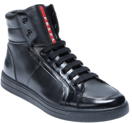 Hick verzonden Kaap Prada Sport Bordeaux And Black Leather High Top Sneakers, $770 | Bluefly |  Lookastic