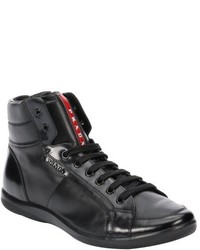 Prada Sports Black Leather High Top Sneakers