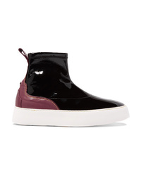 Ellery Two Tone Patent And Matte Leather High Top Sneakers