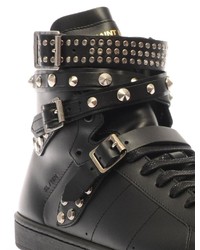 Saint Laurent Wolly Studded High Top Leather Trainers