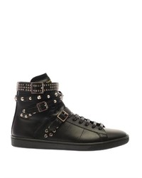 Saint Laurent Wolly Studded High Top Leather Trainers