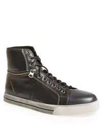 Armani Jeans Zip Off High Top Leather Sneaker