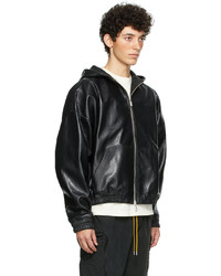 Rhude Black Leather Vice Zip Up Jacket