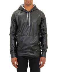 Barneys New York Faux Leather Pullover Hoodie