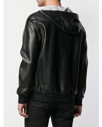 Philipp Plein Leather Hooded Jacket