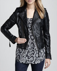 Joie Ailey Crocodile Embossed Leather Jacket