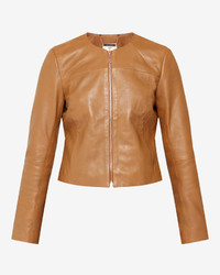 Alam Collarless Leather Jacket