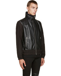 McQ Alexander Ueen Black Leather Windbreaker Jacket