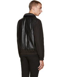 McQ Alexander Ueen Black Leather Windbreaker Jacket