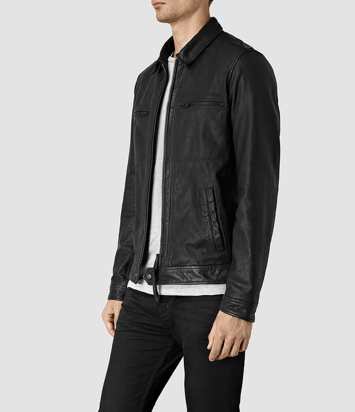AllSaints Lark Leather Jacket, $560 | AllSaints | Lookastic