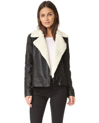 Cupcakes And Cashmere Amaya Vegan Leather Jacket With Sherpa