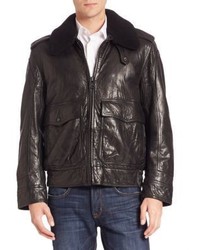Andrew Marc Anchorage Shearling Trimmed Aviator Jacket