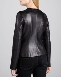 Elie Tahari Angelica Leather Front Zip Jacket