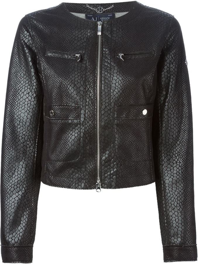 Armani Jeans Snakeskin Effect Jacket, $289 | farfetch.com | Lookastic.com