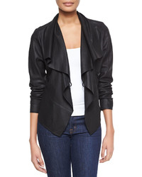 Bagatelle Asymmetric Cascading Collar Leather Jacket