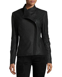 T Tahari Asymmetric Leather Jacket Black