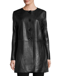 Neiman Marcus Basic Long Leather Jacket