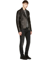 DSQUARED2 Black Classic Leather Jacket